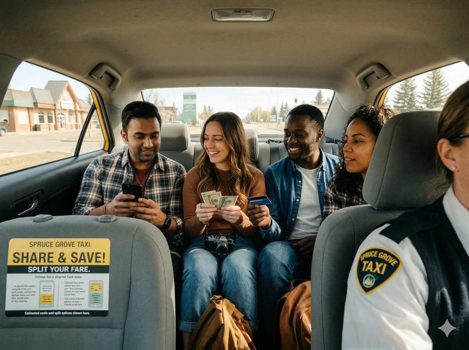 Shared group taxi ride per person rate in Spruce Grove