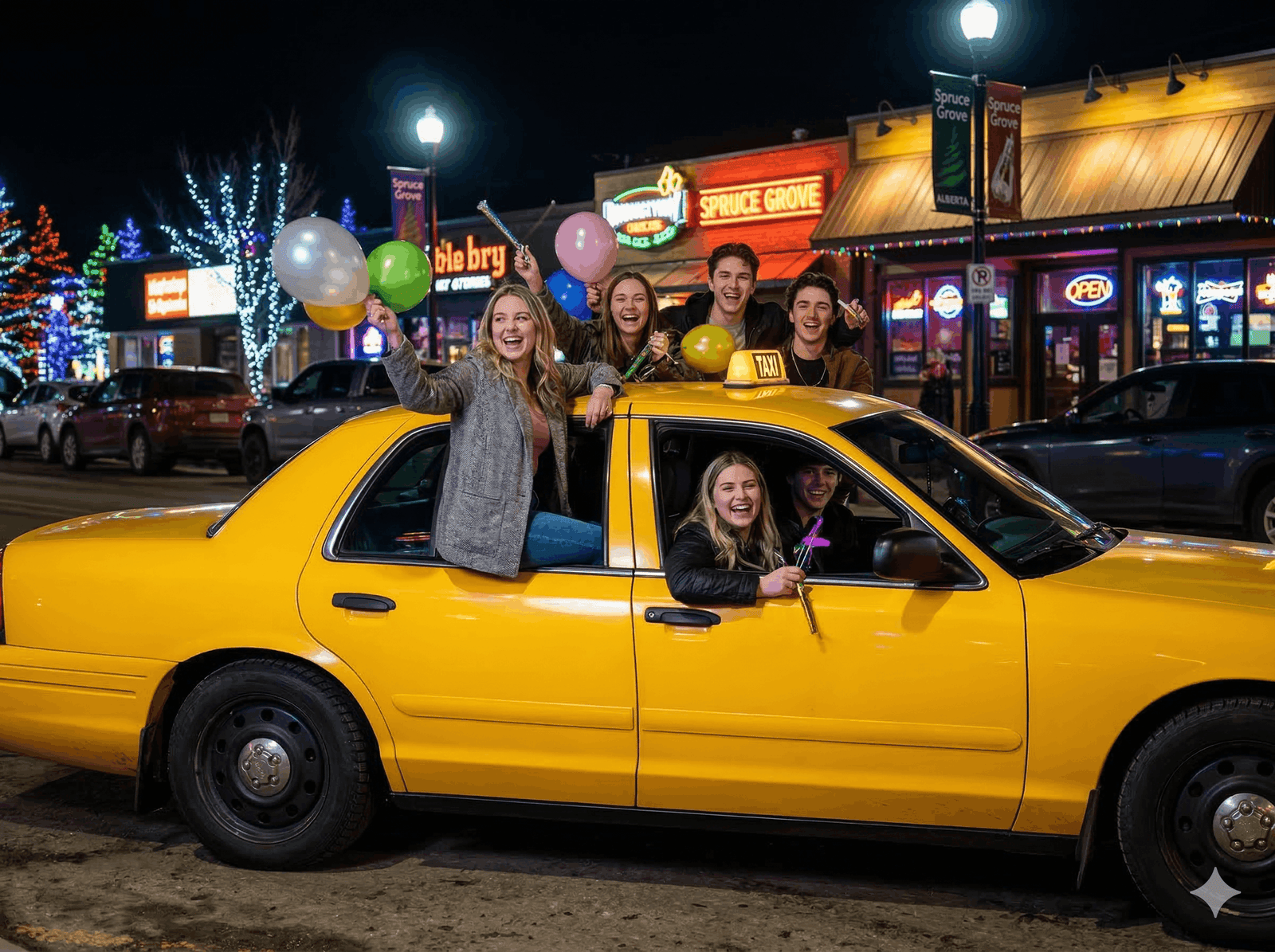 Safe party ride taxi for celebrations in Spruce Grove