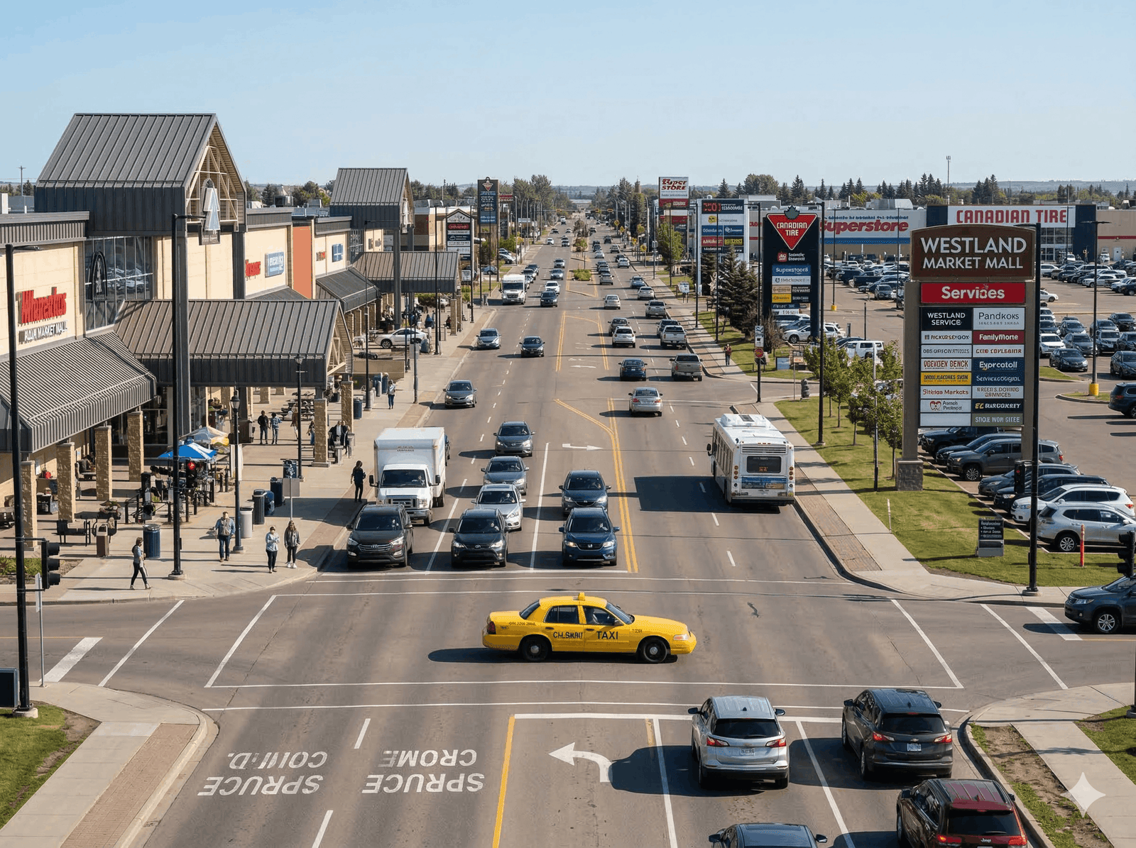 Commercial area taxi service in Spruce Grove to east area
