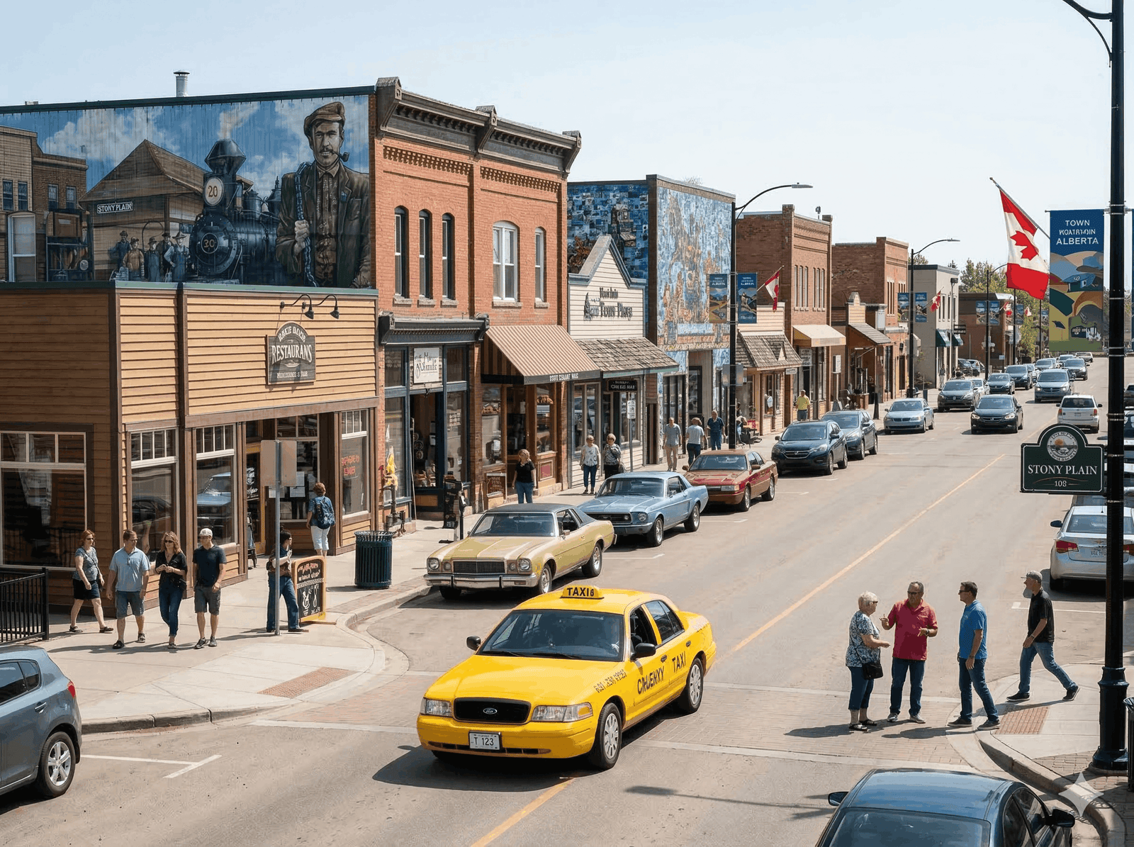 Taxi service on main street in Stony Plain to West Edmonton